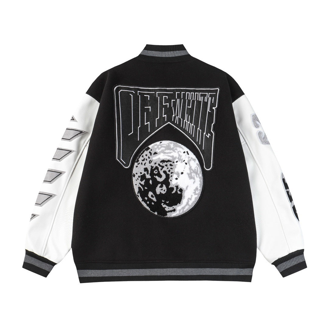 Moon Letter Pattern Baseball Uniform Jacket