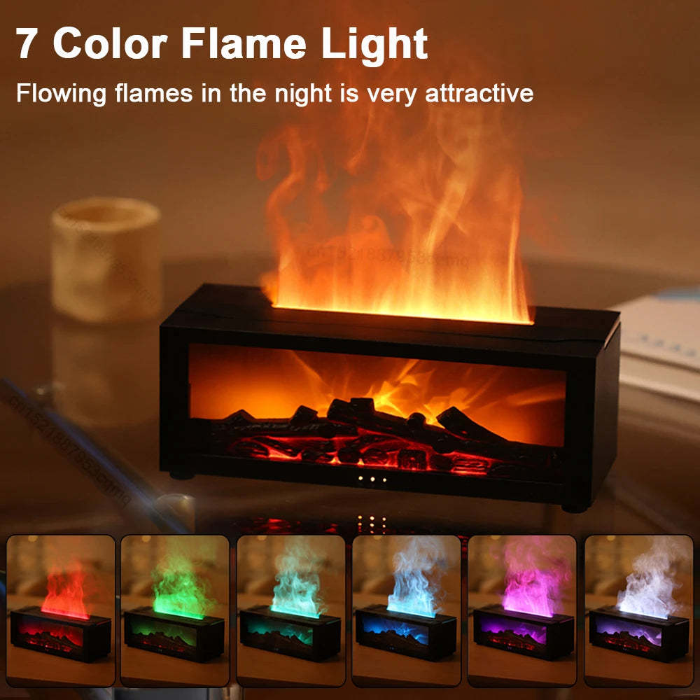 2025 New Flame Aromatherapy Machine Colorful Essential Oil Diffuser Home Large Fog Volume Flame Humidifier 3D Flame Fireplace Machine