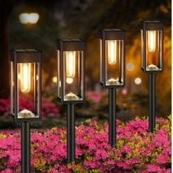 8 Pack Outdoor Solar Pathway Lights  Cold White For Garden Driveway Landscpe Decoration  IP65 Waterproof