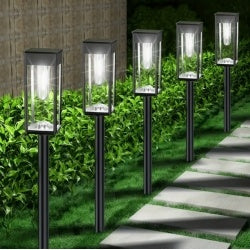 8 Pack Outdoor Solar Pathway Lights  Cold White For Garden Driveway Landscpe Decoration  IP65 Waterproof