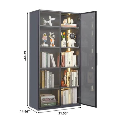 Best Selling New Design Double Door Metal Glass Display Cabinet With Living Room Light Strip