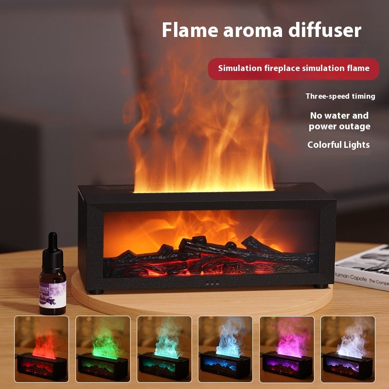 2025 New Flame Aromatherapy Machine Colorful Essential Oil Diffuser Home Large Fog Volume Flame Humidifier 3D Flame Fireplace Machine