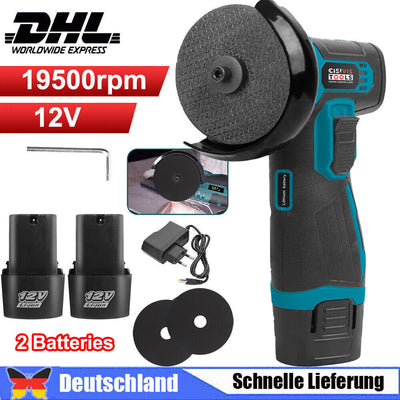 Akku Trennschleifer 12V Winkelschleifer Schleifmaschine Flex Mit 2 Batterien DE