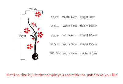 Creative vase acrylic 3D wall sticker