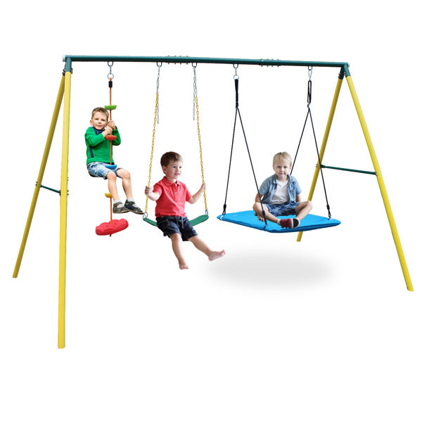 Indoor, Outdoor Metal Swings With Seat Belts For Backyards