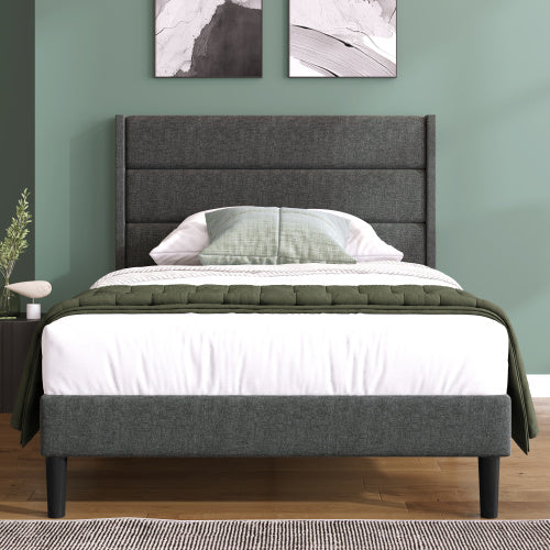 Linen Bed Frame With Slatted Frame