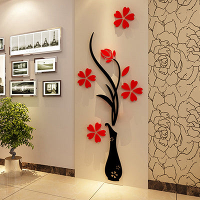 Creative vase acrylic 3D wall sticker