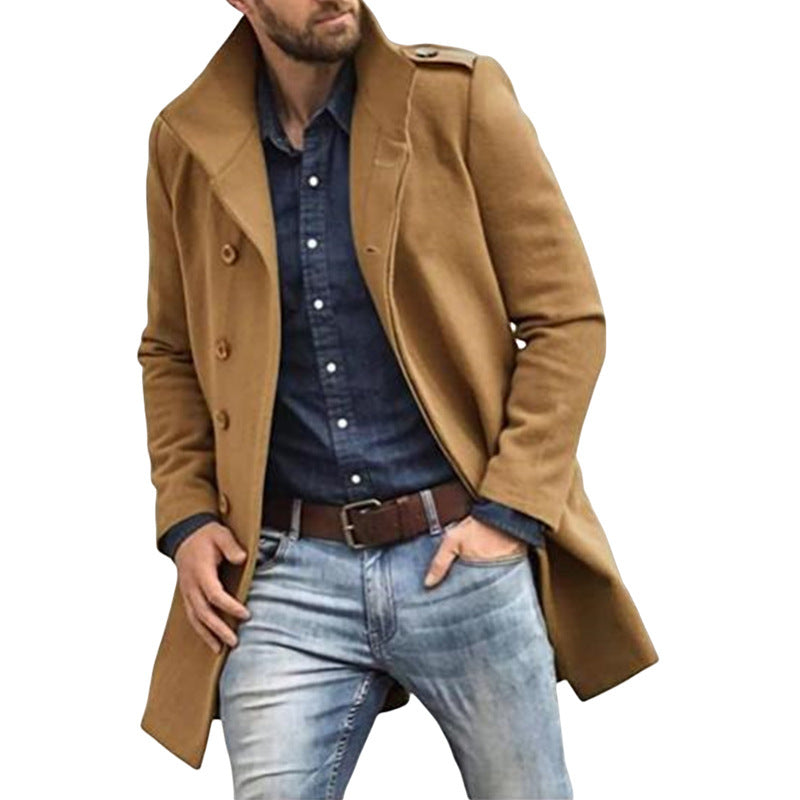 European Style Woolen Men's Coat Autumn And Winter New Thickened Coat