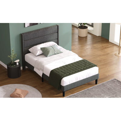 Linen Bed Frame With Slatted Frame