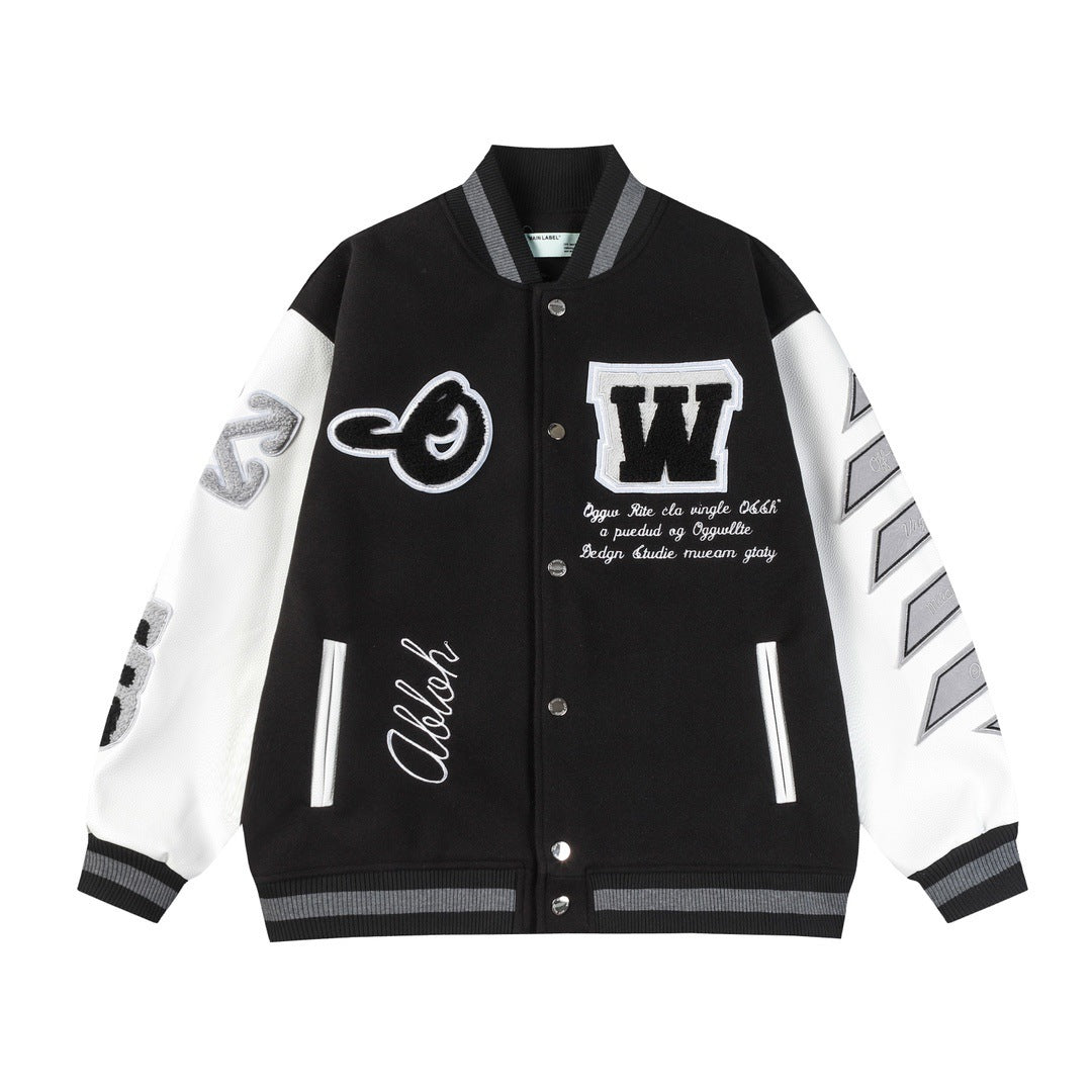 Moon Letter Pattern Baseball Uniform Jacket