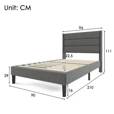 Linen Bed Frame With Slatted Frame