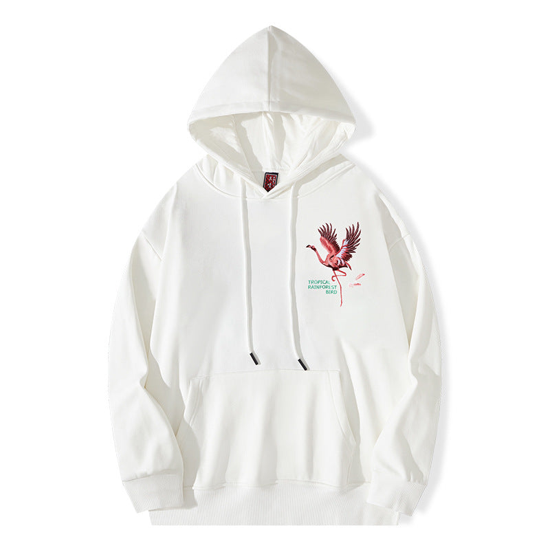 Autumn And Winter New High Street Flamingo Embroidered Hoodie