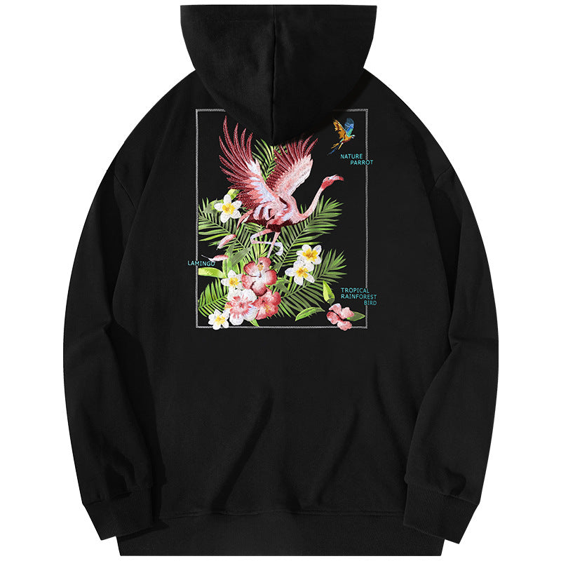 Autumn And Winter New High Street Flamingo Embroidered Hoodie