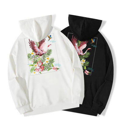 Autumn And Winter New High Street Flamingo Embroidered Hoodie