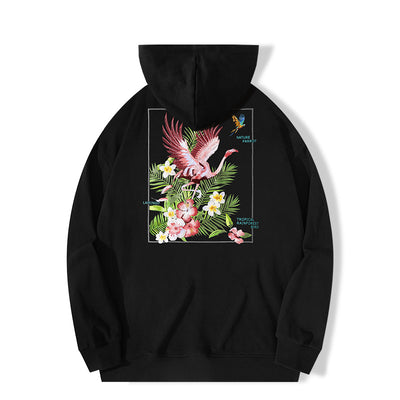 Autumn And Winter New High Street Flamingo Embroidered Hoodie