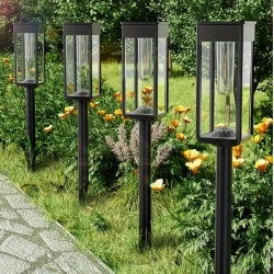 8 Pack Outdoor Solar Pathway Lights  Cold White For Garden Driveway Landscpe Decoration  IP65 Waterproof