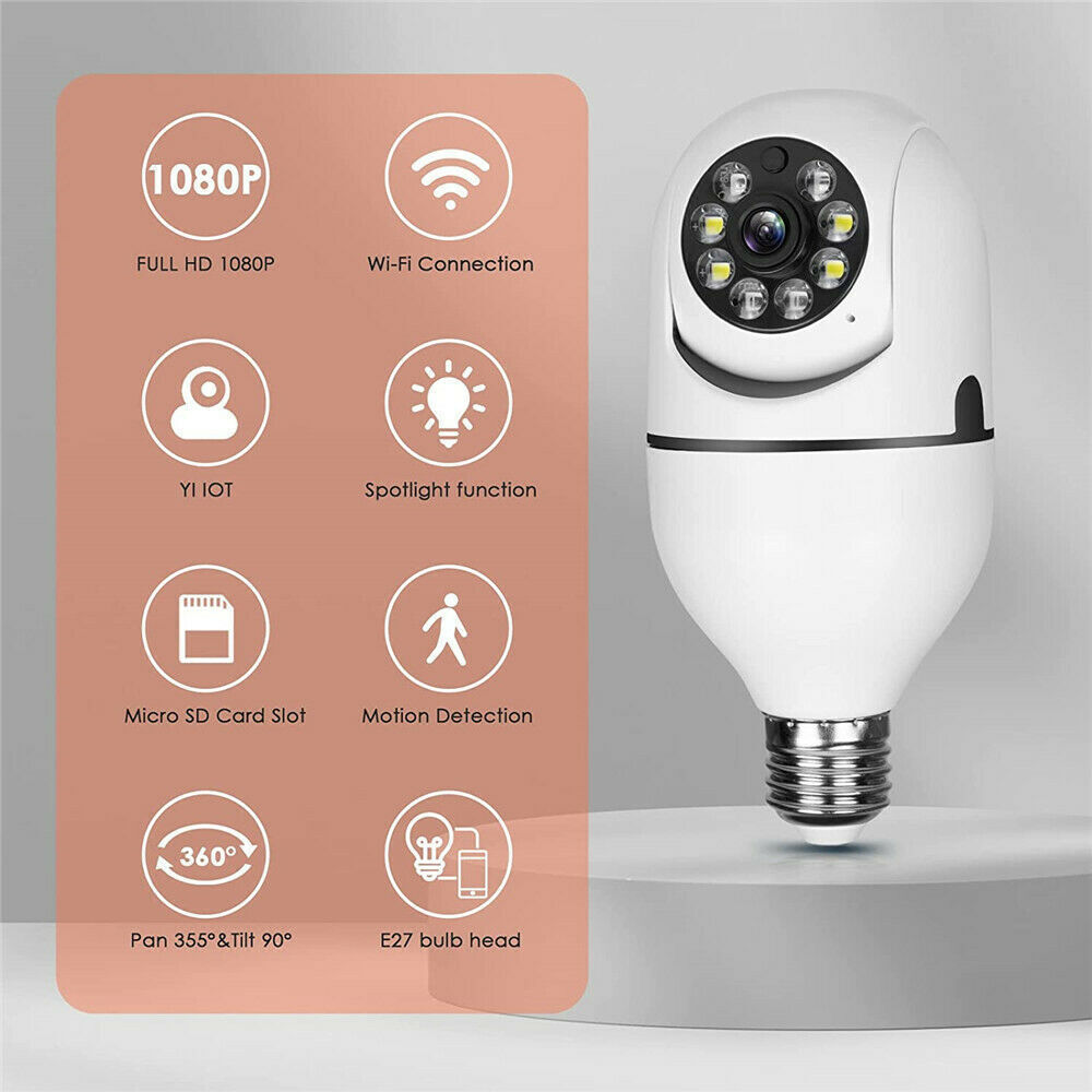 E27 Light Bulb Camera 1080P HD Wireless Wifi Smart Home Security Camera